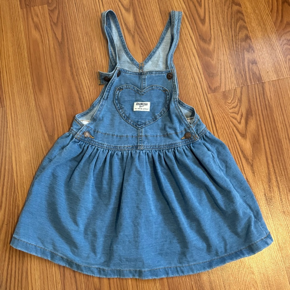 OshKosh B'gosh Blue Denim‎ Heart Dress Toodler Girls 5T/5A NWOT